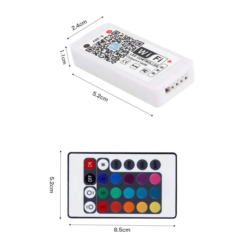 

WiFi RGB Controller for LED Light Strips, Working with Smartphone Alexa Wireless Remote Control 16 Million Color Lighting,Androi
