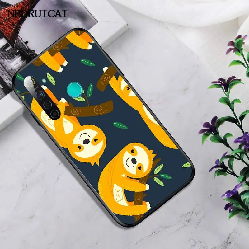 Чехол для OPPO Realme 5 3 2 Pro F7 F9 F11 F3 RENO черный мягкий чехол с изображением Ленивца