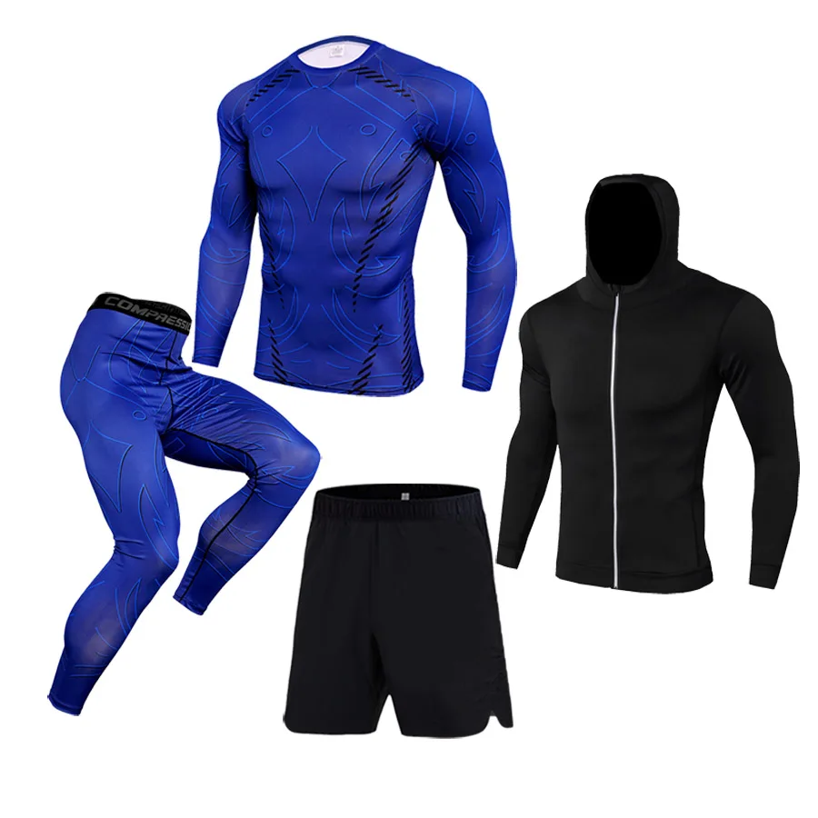 

Top Men Sportswear Compression Suits Breathable Gym Clothes Men Sports Joggers Training Gym Fitness Tracksuit Running Sets