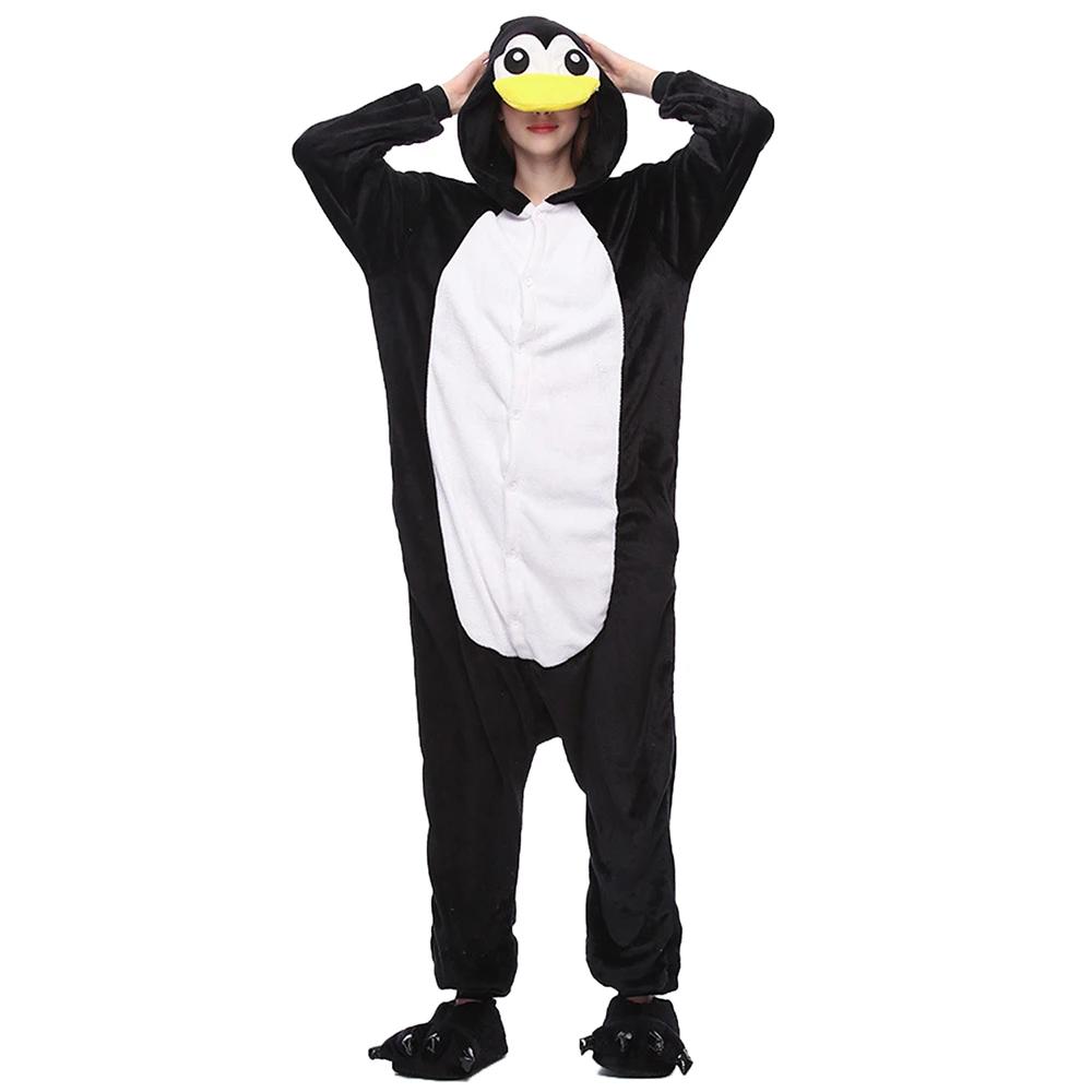 Женская пижама пижамы комбинезоны для взрослых Пингвин комбинезон зимняя Пижама
