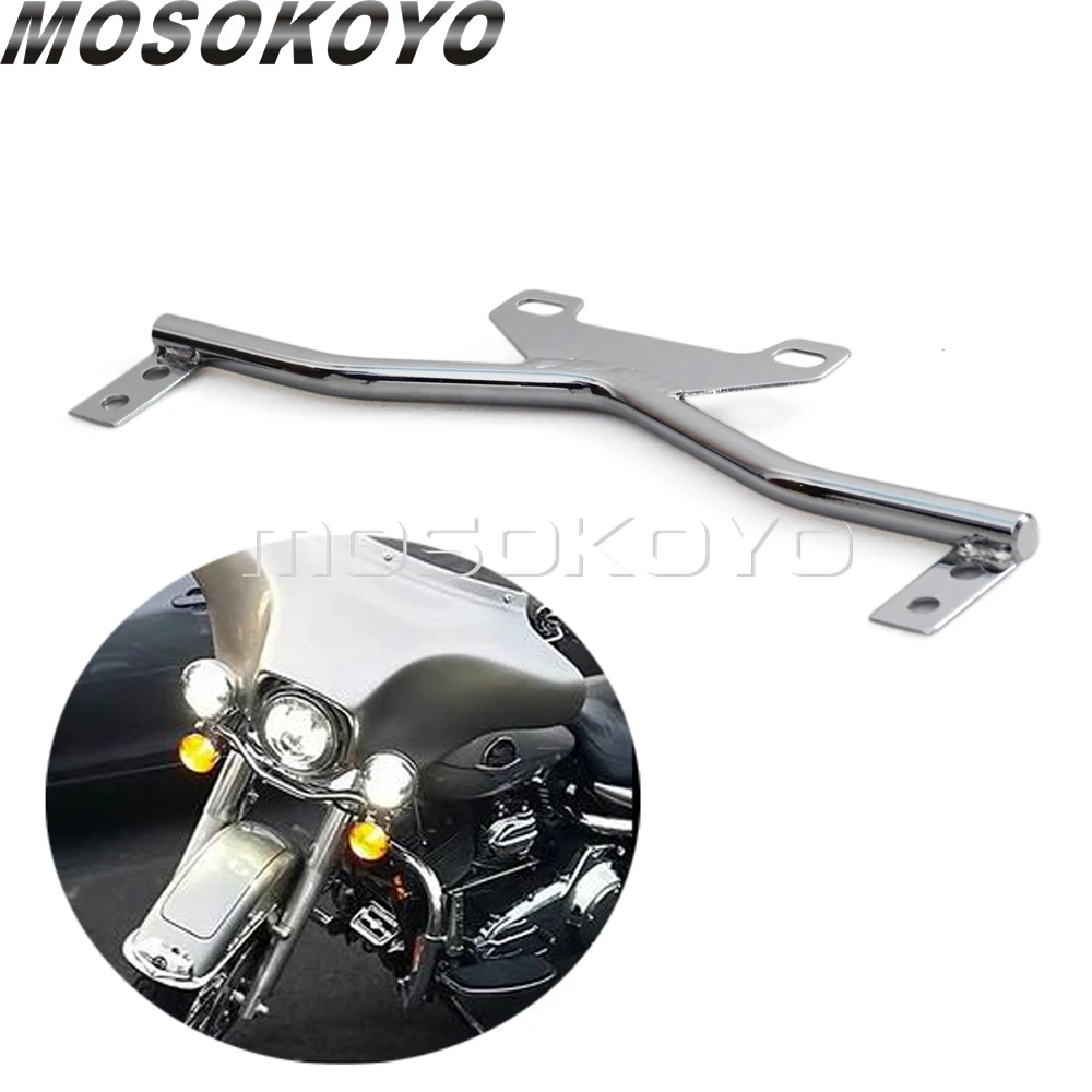 

Chrome Motorcycles Front Headlight Spot Fog Lights Holder For Kawasaki Harley Street Fat Bob FXD/FXR Indicator Mount Bracket Bar