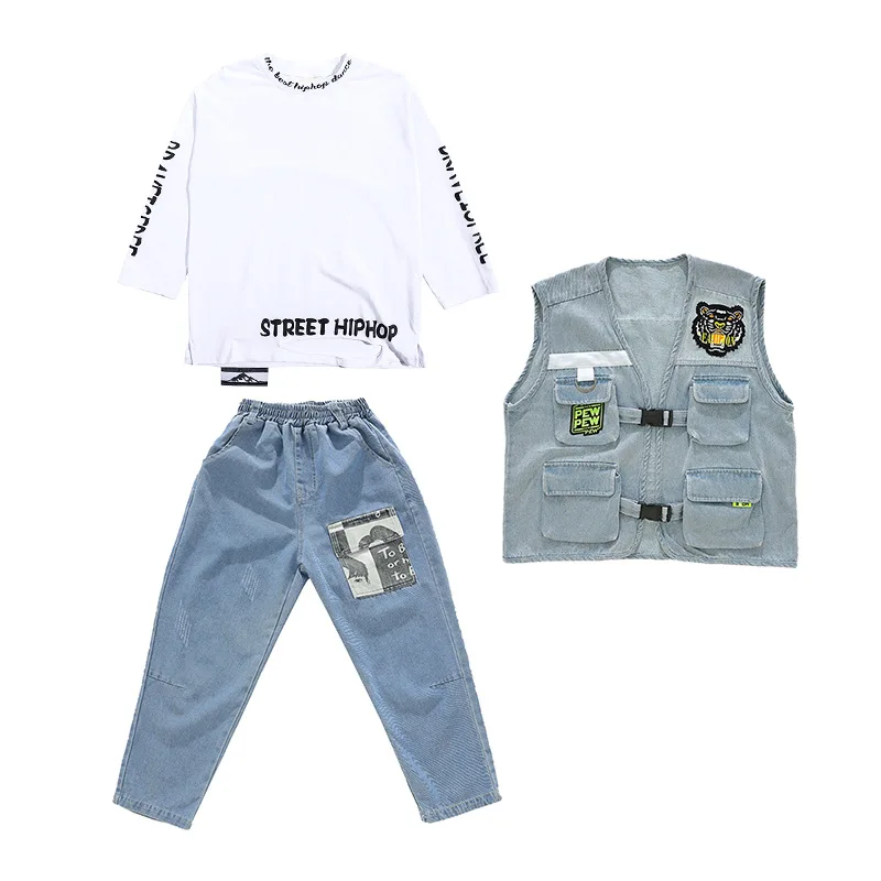 

Kid Hip Hop Clothing Sweatshirt Shirt Top Sleeveless Jacket Camo Cargo Pants for Girl Boy Jazz Dance Costume Clothes Street Wear