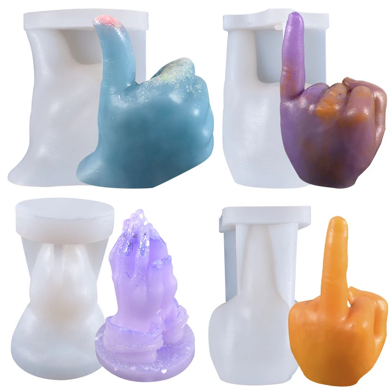 

Silicone Candle Molds Gesture Finger Mould Creative Perfume 3d candle making kit