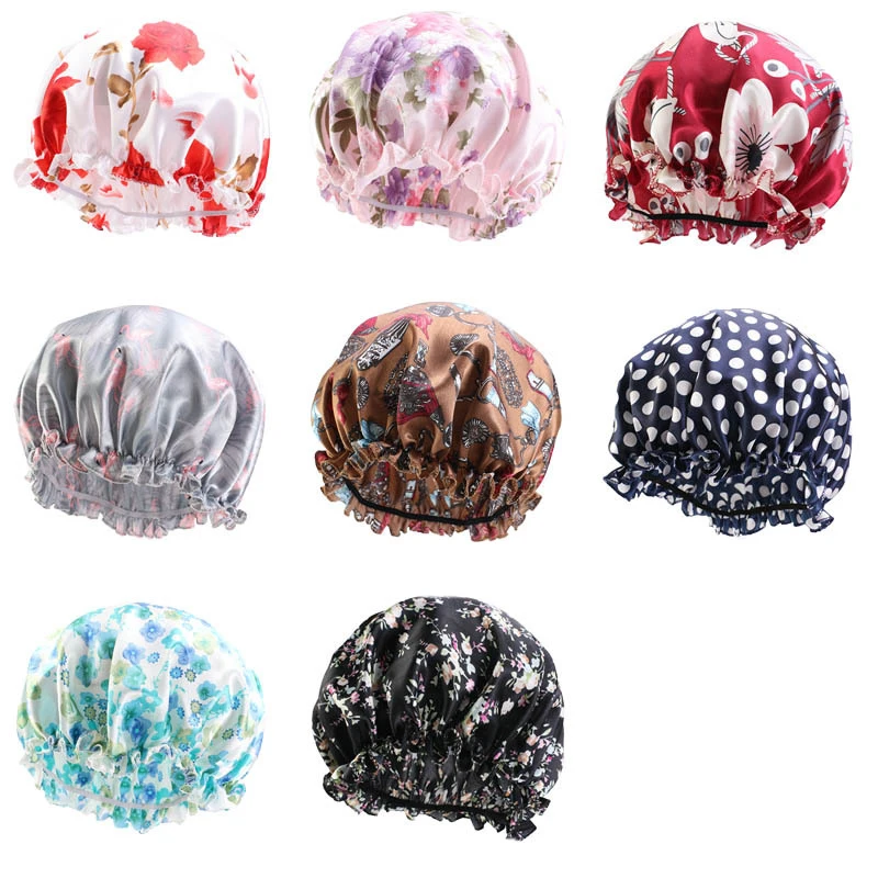 Модный сатиновый капот двухслойный регулируемый размер ночной головной убор для