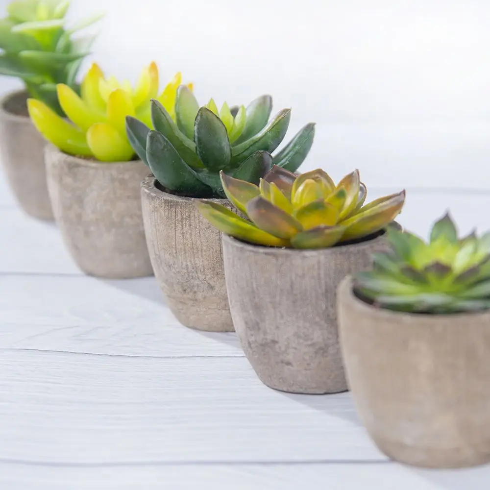 Искусственные бонсай моделирование в горшке суккуленты земля Лотос зеленые