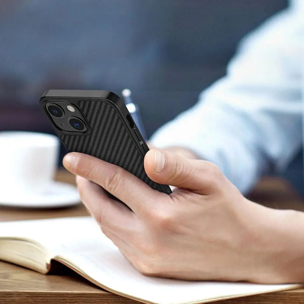 

Углеродное волокно для 13 Pro Max 13mini Защитная сумка для телефона черный полный охват бизнеса для Z2s9