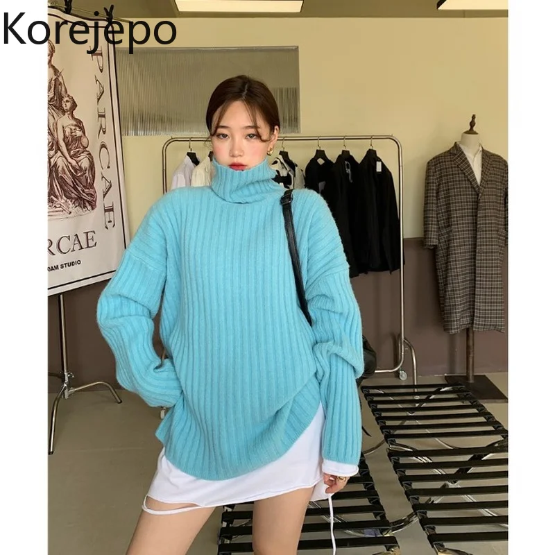 

Свитер с длинным рукавом и высоким воротом, свободного покроя