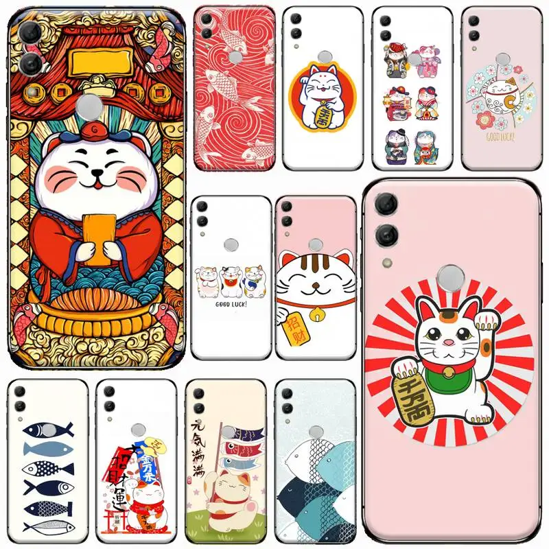 

Cherry Blossom Lucky Cat Phone Case For Huawei Honor 7C 7A 8X 8A 9 10 10i Lite 20 NOVA 3i 3e