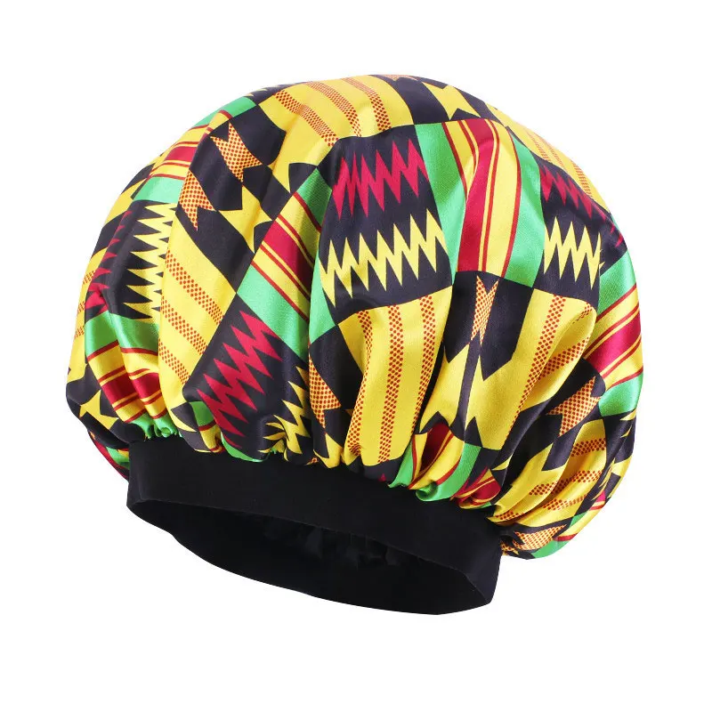 

Women Fashion Night Sleep Cap Satin Elastic Band Africa Bonnet Hat For Hair Care Head Cover Female Double Layer Adjustable Hats