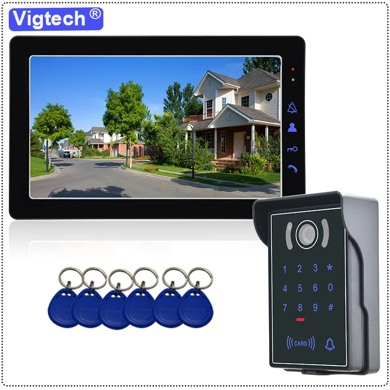 9Inch Wired Video Intercom Home System For Apartment Ring Doorbell IR Night Vision IP65 Camera Password FRID Card Access Control