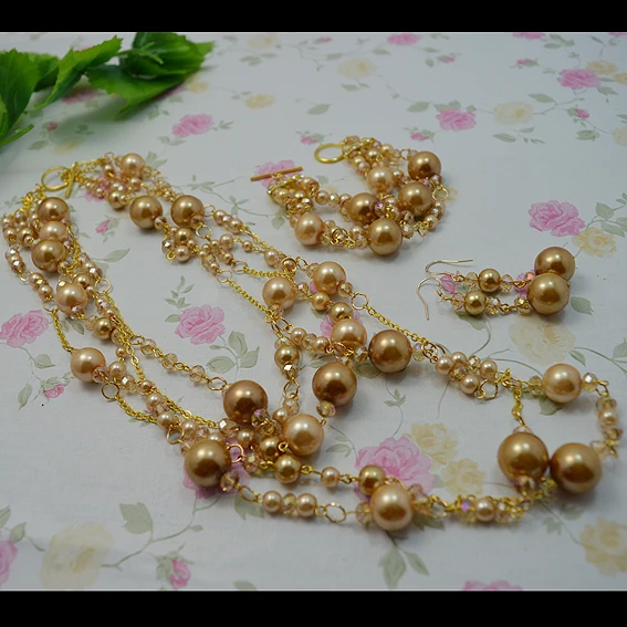 Новый уникальный дизайн комплект ювелирных изделий из жемчуга АА Южное море