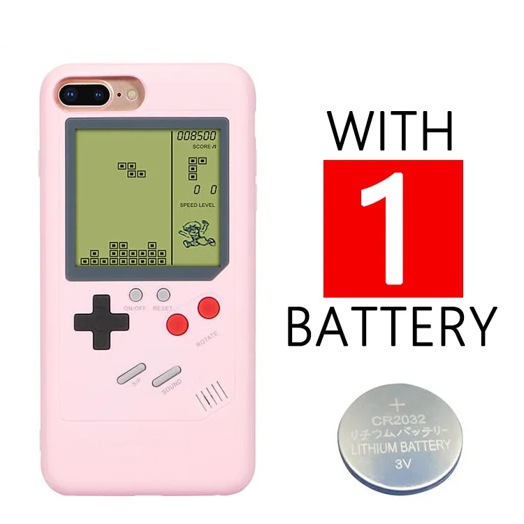 Pink With Batteries Ретро игровой чехол для телефона для iPhone 6, 6s, 7, 8 Plus, X, XS, XR, 11 Pro Max, Tetris, GB, ручной, 8 бит, для мальчиков, плеера, консоль, крышка с батареей - Цвет: Pink With Batteries