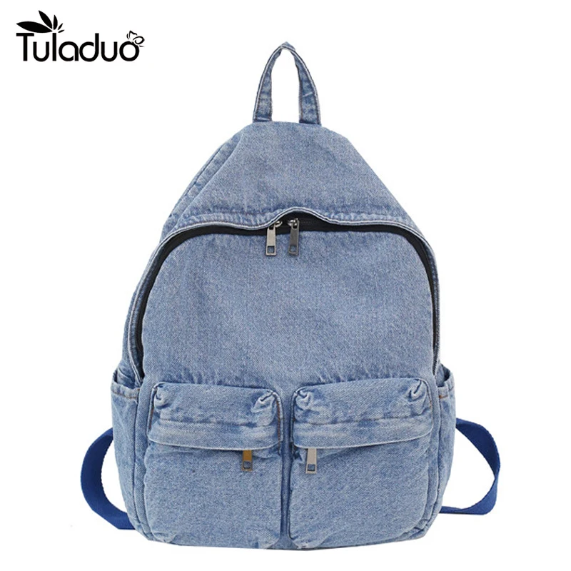 

2022 New Women's Denim Backpack Retro Style Bag Suitable For High School Students Leisure Vacation Backpack