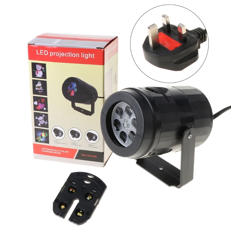 

US/UK Plug Christmas LED Projection Light Snowflake Film Projector Lamp Scene Decoration Automatic Rotation Stage Light for Bar