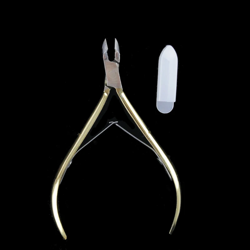 Золотые ножницы из нержавеющей стали с изогнутой головкой для кутикулы ногтей