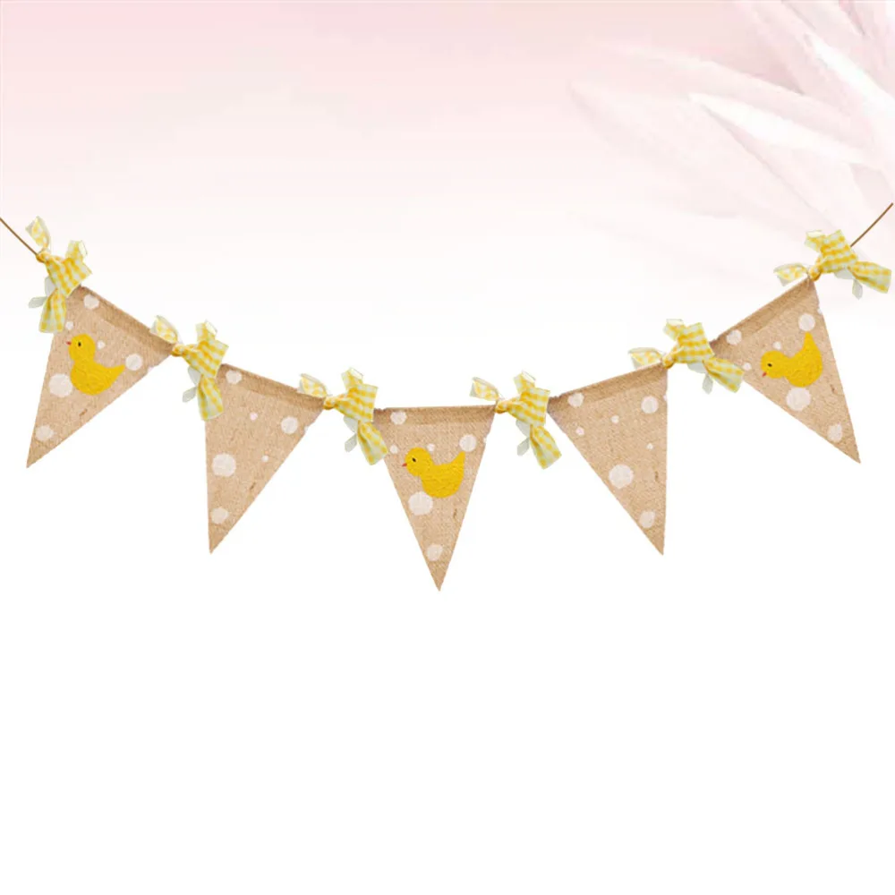 Баннер с изображением утки льняная гирлянда флаг для детского дня рождения и