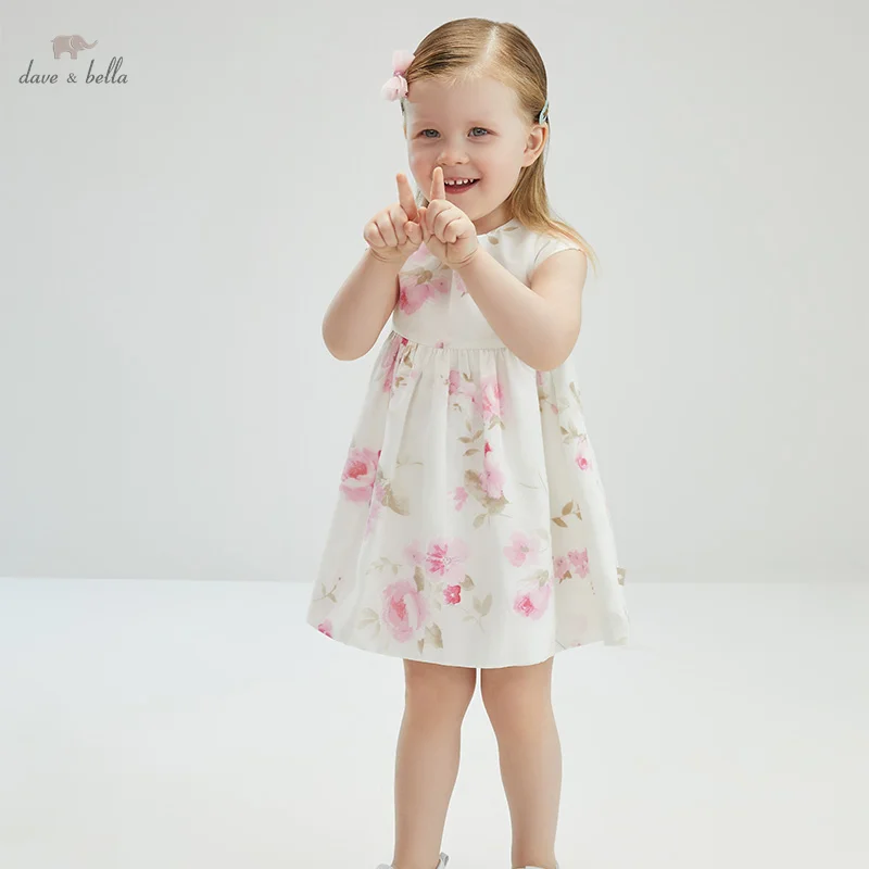 Enlarge DB16616 dave bella summer baby girl's cute floral print dress children fashion party dress kids infant lolita clothes