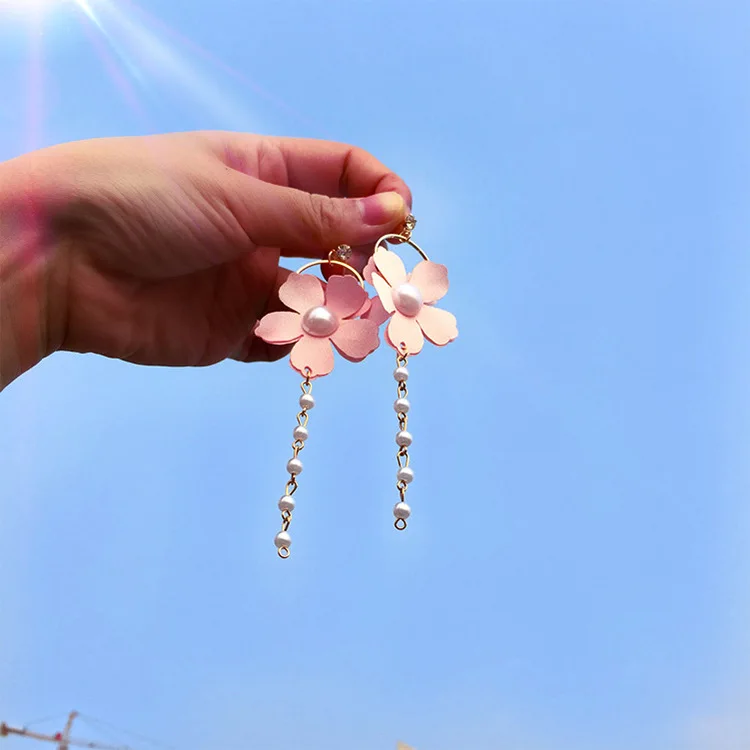 Корейская версия милых женских лепестков жемчужная кисточка длинные Круглые