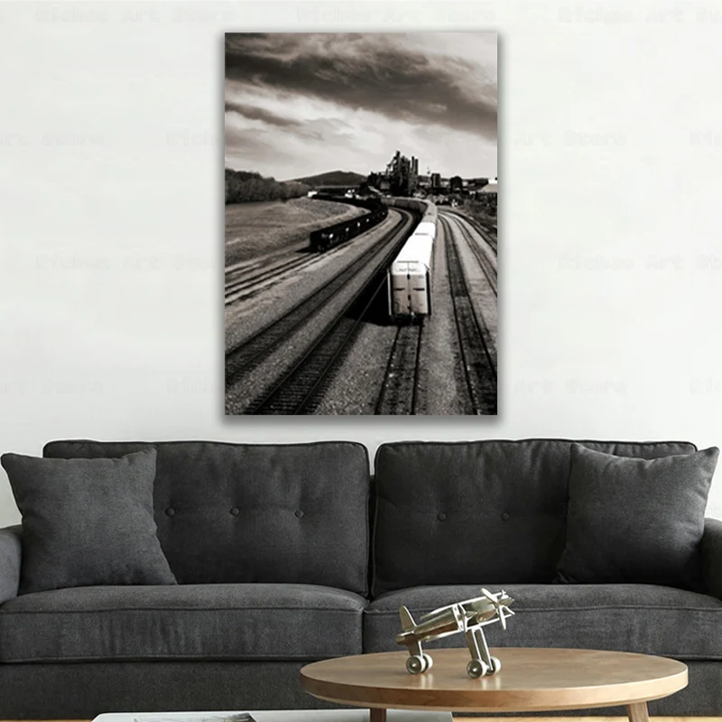 

Black and White Poster Canvas Wall Art Plane Train Modern Home Room Decor Paintings for Interior Picture for Home Design