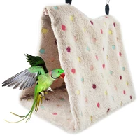 pet bird parrot winter warm soft dot plush hanging sleep bed nests cage hammock