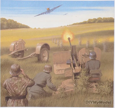

DIYMyModeI Card Model Toy 1:25 scale Germany 20mm Flak 38 Quadruple Antiaircraft Gun Paper Model Military papercraft collections