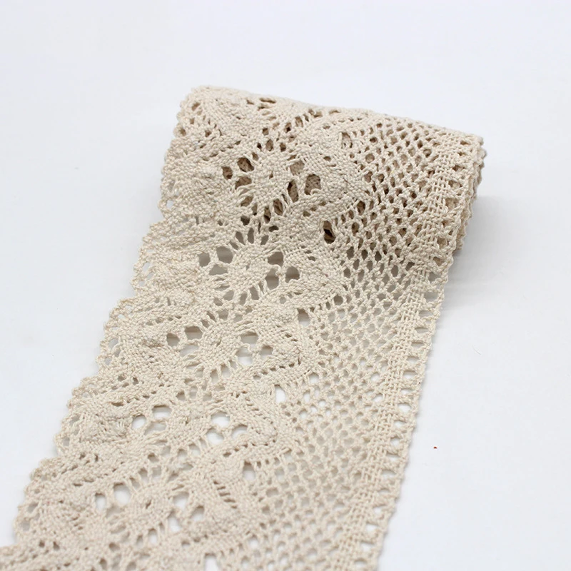 

5yards Wide Cotton Lace Tapes Weaving Lace Webbing Beige Ribbon DIY Clothing Sewing Supplies Dress Decoration Accessories