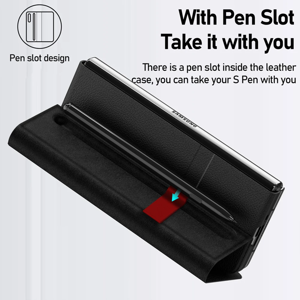 ultra thin for samsung galaxy z fold 3 5g 2021 case with s pen holder hand grip strap flip magnetic spen slot leather cover free global shipping