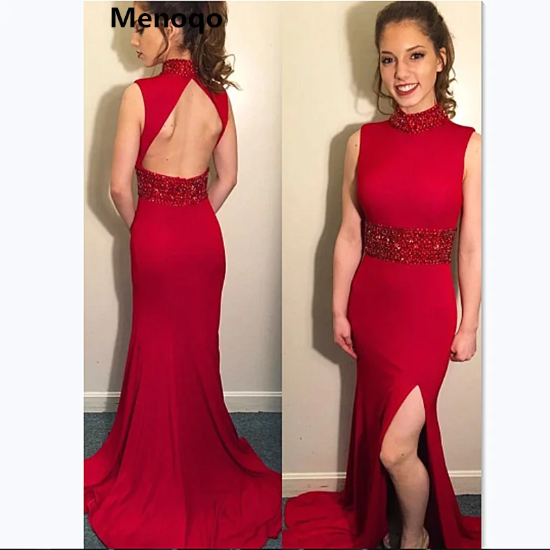 Женское вечернее платье Русалка Elengant бордовое длинное с бусинами открытой