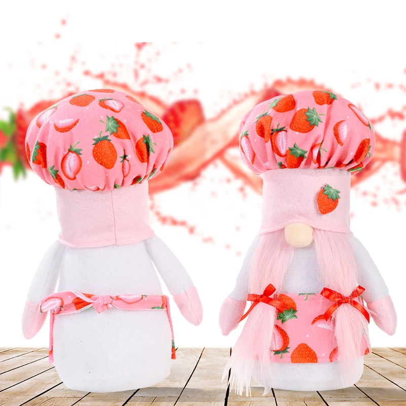 

Zerolife 2021 Christmas Holiday Party Decorations Strawberry Chef Hat Faceless Doll Bedroom Living Room Desktop Plush Ornament