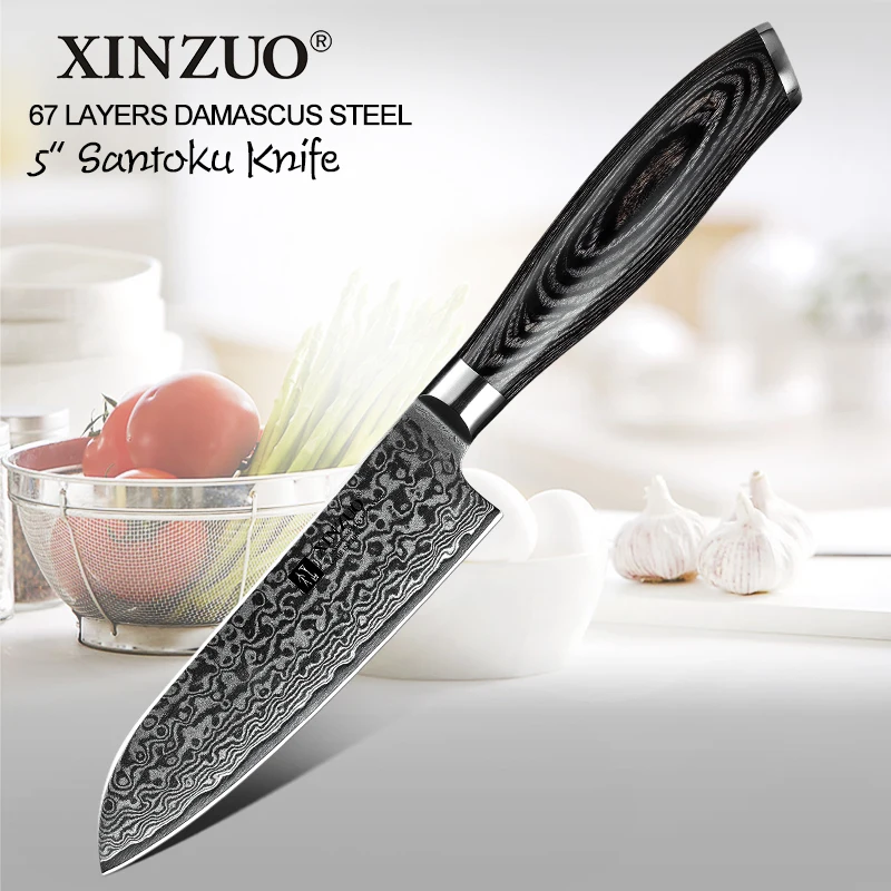 XINZUO 5 ''дюймовый нож Santoku VG10 дамасская нержавеющая сталь высокого качества Newarrive японские кухонные ножи шеф-повара с ручкой Pakkawood