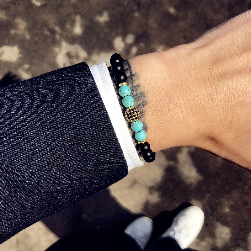 Матовые бусины браслеты мужские аксессуары Cz натуральный камень очаровательный