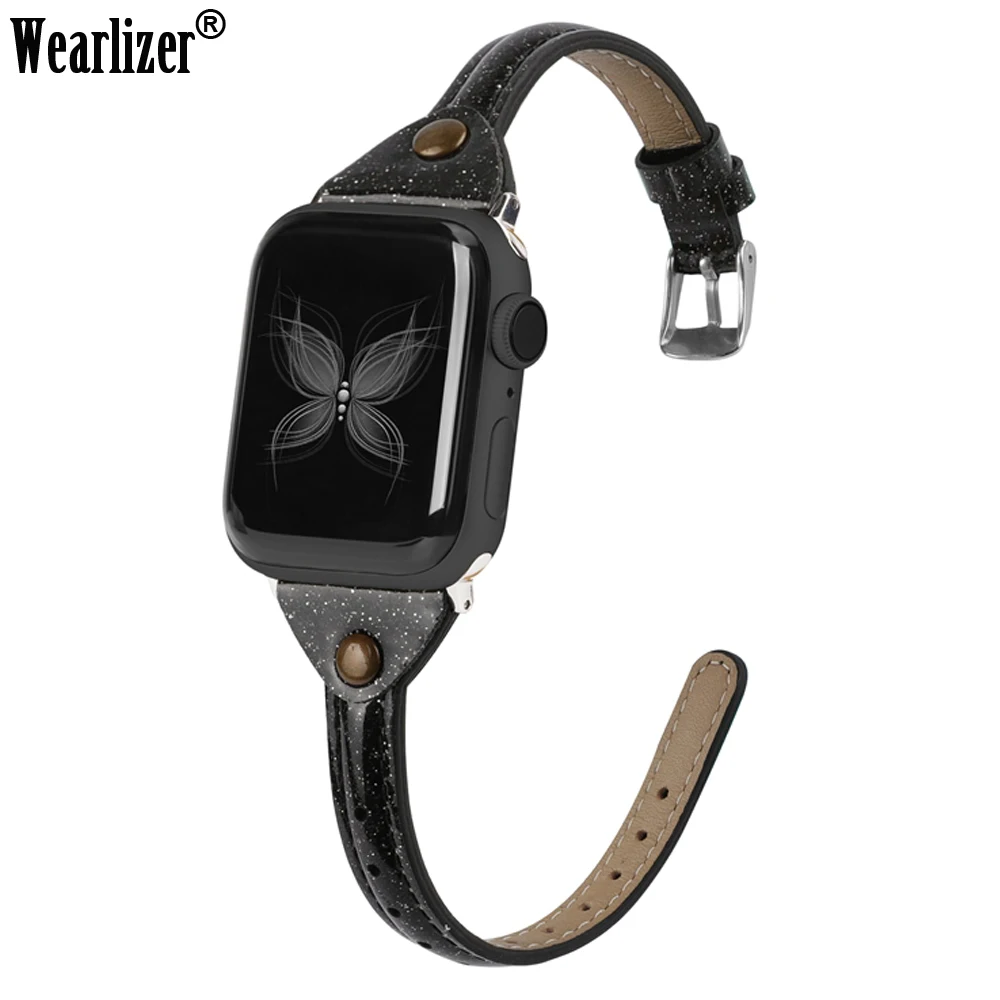 Bling Ремешок для наручных часов Apple Watch 38 мм 42 женские кожаный ремешок с яркой