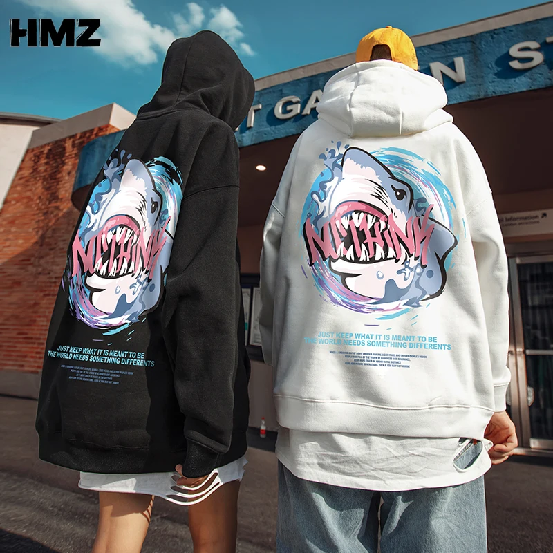 

Толстовка HMZ мужская с принтом акулы, модная повседневная кофта с капюшоном, хлопок, белый черный Свитшот, уличная одежда в стиле хип-хоп, осе...