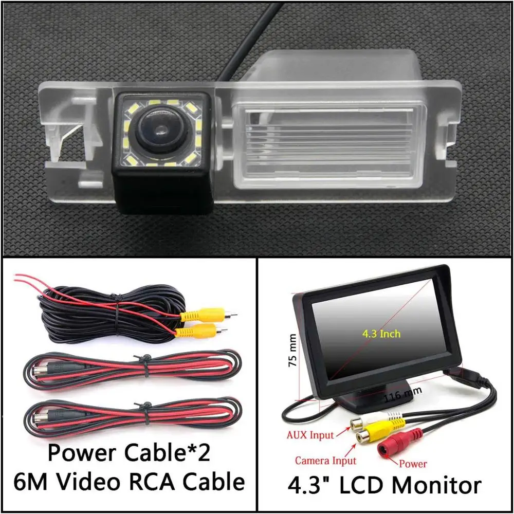 Cam Add 4.3 inch LCD 12 Светодиодный фонарь Автомобильная резервная камера заднего вида для FIAT Bravo Brava Croma Grande Punto/Punto EVO 500L Siena автомобильная парковочная водонепроницаемая - Название цвета: Cam Add 4.3 inch LCD