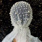 Женская романтическая свадебная фата с жемчугом, винтажные свадебные аксессуары для волос