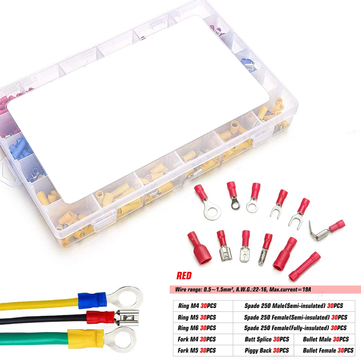 840 шт. электрические провода разъемы изолированные обжимные терминалы смешанные