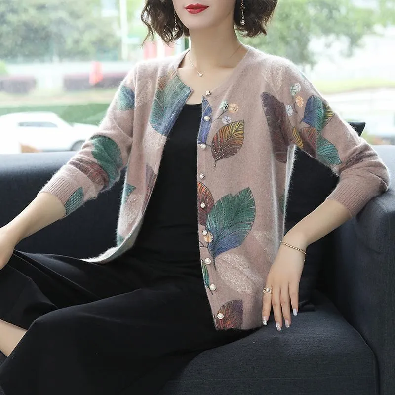 

2021 New Knitt Women's Sweater Middle-aged And Elderly Mother Sweater Cardigan Jacket Spring Women's Coat Outerwear Female Tops