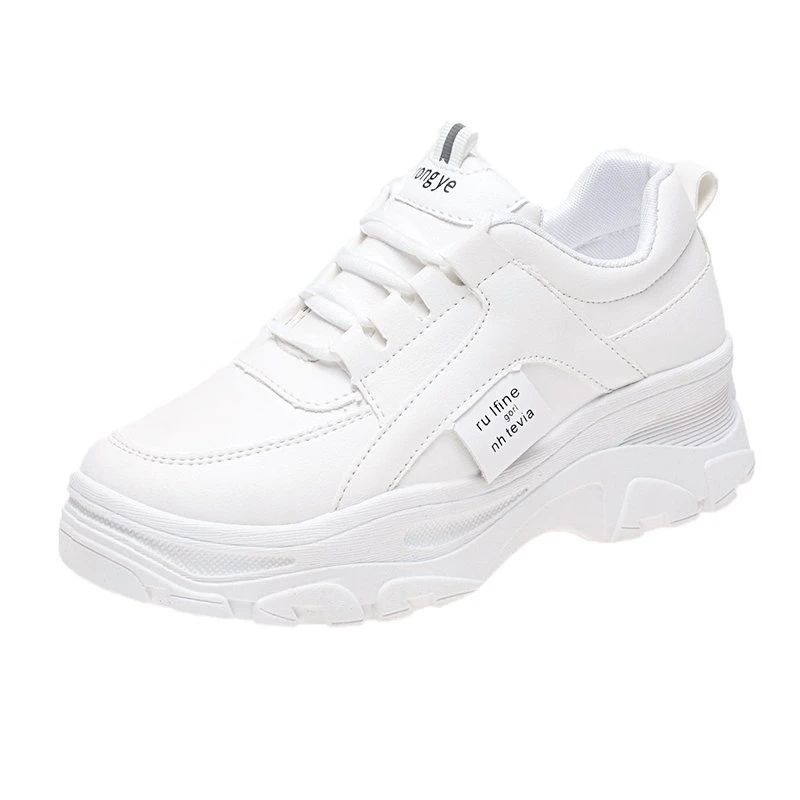 

2020 Autumn Women Chunky Sneakers Ulzzang Designers Fashion Leather Vulcanized Shoes Plush Casual Shoes Woman Platform Sneaker