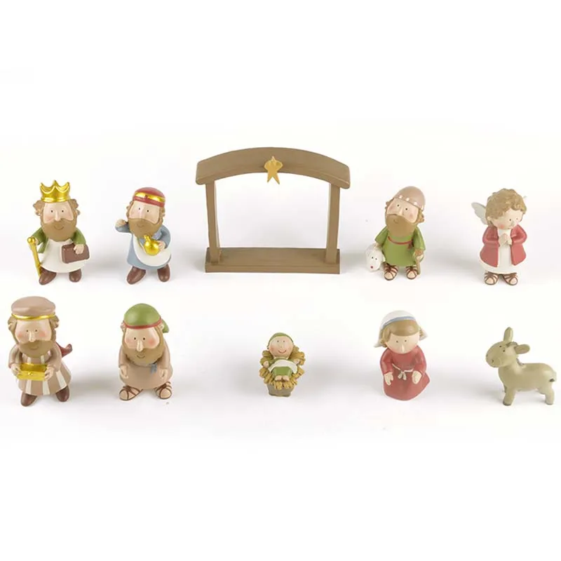 Католический колена религизная скульптура из смолы статуя Святого семейства