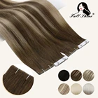 Полный блеск невидимые бесшовные инъекции ленты в человеческих волос для наращивания коричневый цвет Virgin настоящие ленты для наращивания волос длительный срок