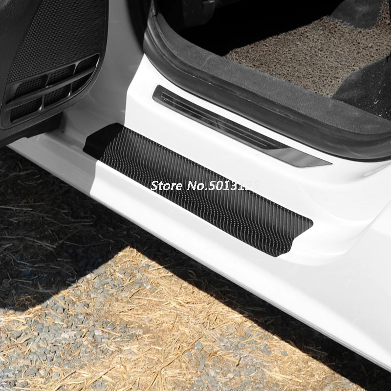 4Pcs Carbon Fiber Door Pedal Bumper 3D Scratch Protector Sill Scuff Threshold for Skoda Kodiaq 2017 2018 2019 2020 2021 | Автомобили и