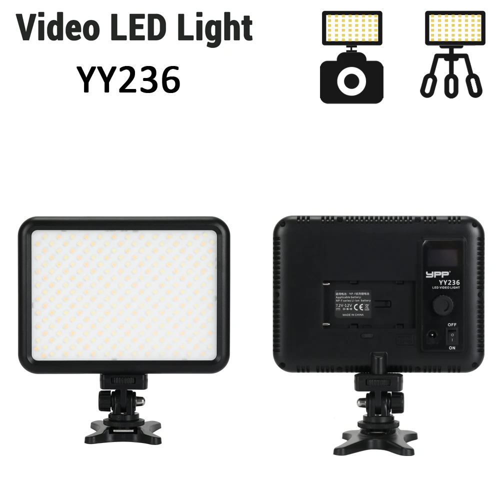 

YY-236 Mini LED Video Fill Light Dimmable 236 LED Photographic Lighting Bio-color 3200k-5600k Lamp For DSLR Camera Camcorder