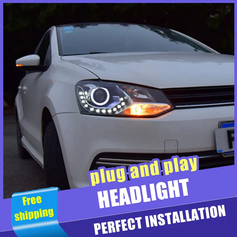 2 шт. светодиодный Автомобильные светодиодные фары для vw Polo 2013 ные DRL двухлучевые