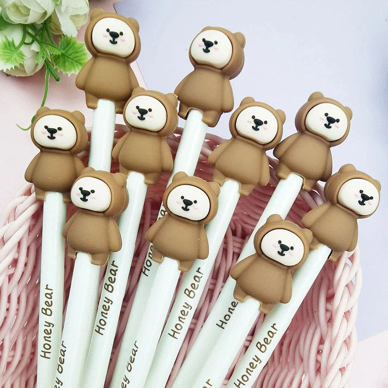 

Корейские канцелярские товары, искусственные гелевые ручки, милые ученики, творческое письмо, офис, Мультяшные коровы, черные, на водной осн...