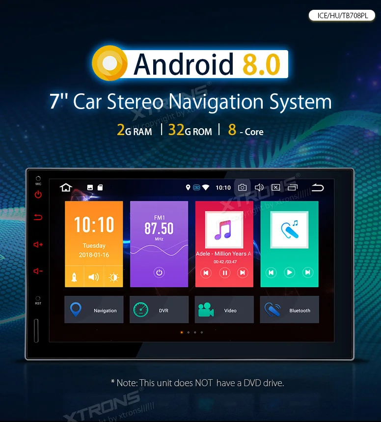 XTRONS 2 Din 7 ''Android 8,0 головное устройство Универсальный Автомобильный Радио стерео плеер gps навигация DAB+ Bluetooth FM wifi USB DVR без DVD