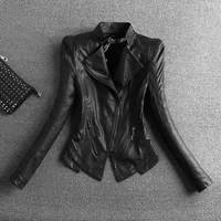 2021 new womens jacket fashion black motorcycle leather jacket women zippers basic coat biker leather coat plus size 4xl c 2