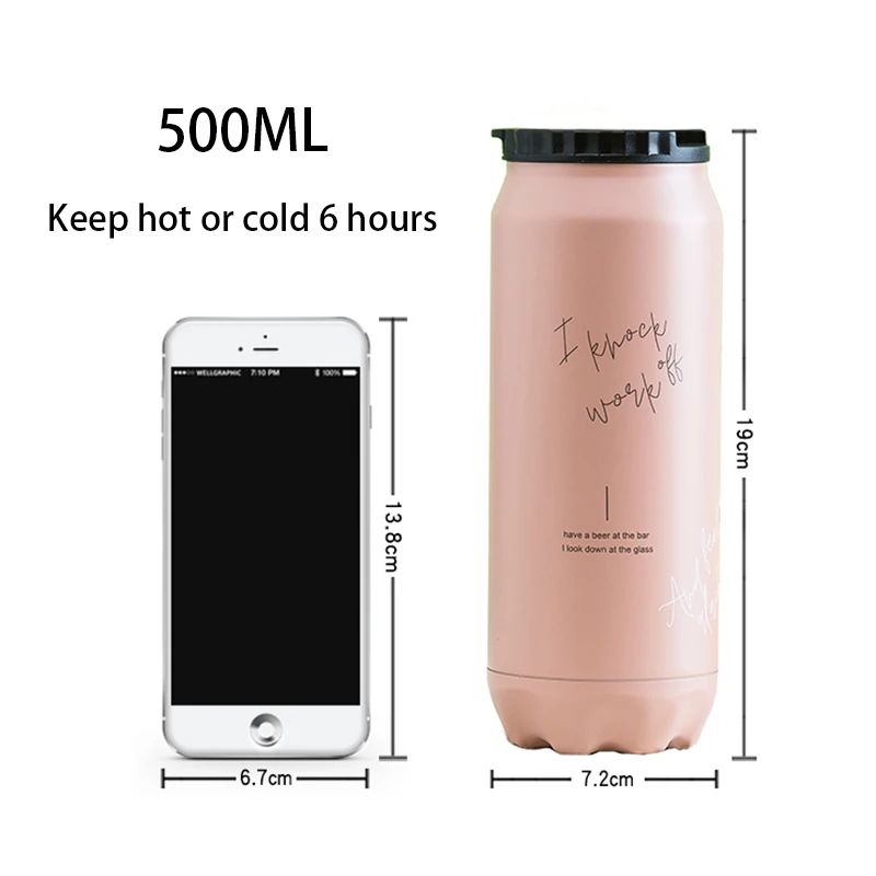 Термос LDFCHENNEL 500 мл из нержавеющей стали Изолированная бутылка Термокружка для