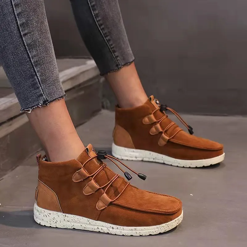 

Hot Sale Women's Shoes Fashion New Large Size Casual Flat Heel Boots Winter Warm Ankle Snow Shoes Flat Heel Women's Shoes
