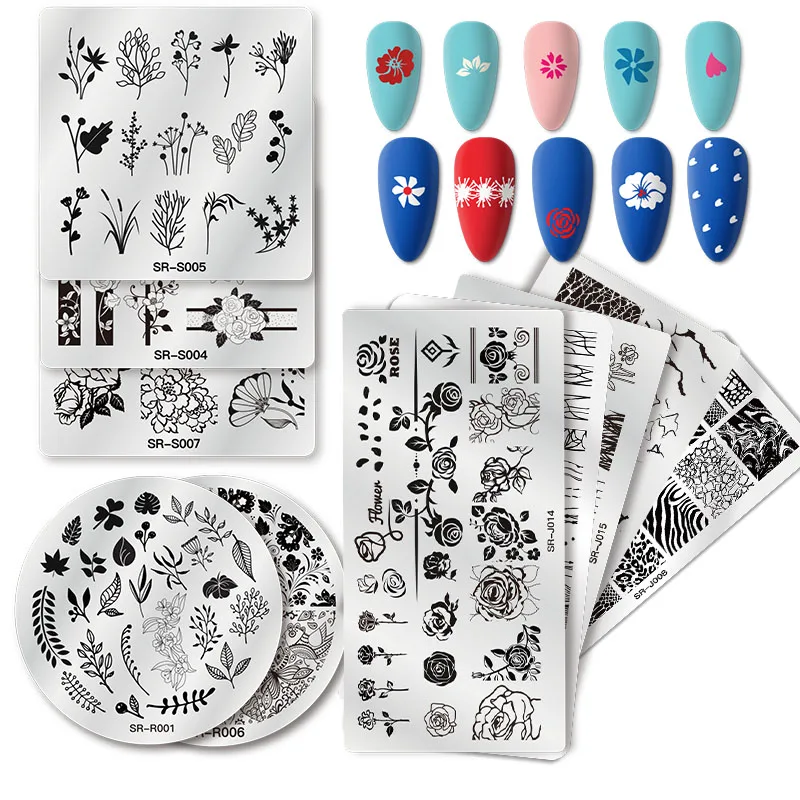 

Mtssii натуральные растения цветок ногтей штамповки пластины весна полосатый линии Мандала дизайн ногтей пластины трафарет нержавеющая стал...