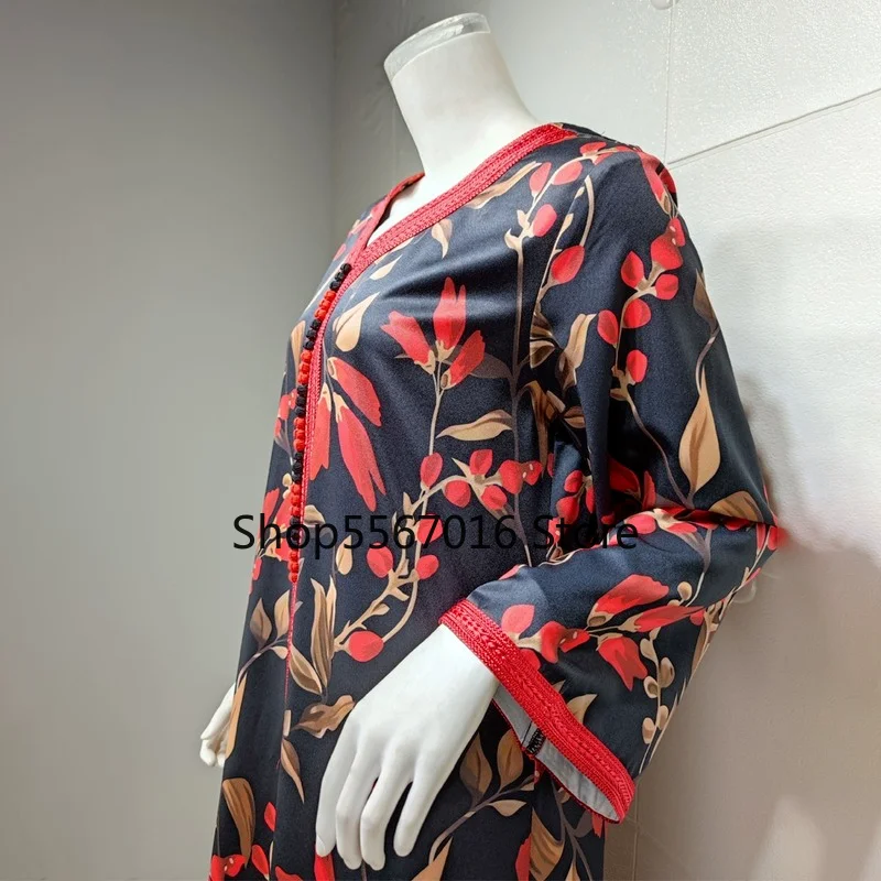 Abaya Turkey Malaysia Long Kaftan Hijab Dress Bohemian Floral Kimono Muslim Fashion Ladies Clothes Djellaba Femme Marocaine